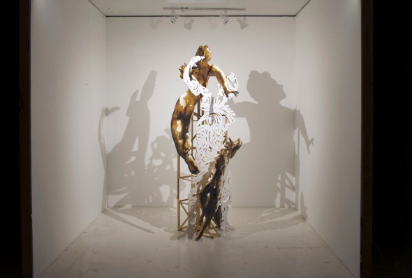 Complicit_wood, acrylic, gunpowder, graphite_8x4x4