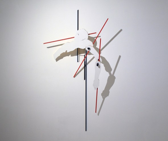 Deposition II_ wood, acrylic, ebonized cherry wood, gold leaf_ 81"x 48"x 24"